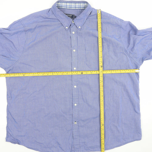 Maine New England Men's Blue 2XL Button Down Long Sleeve Cotton Blend Dress Shirt