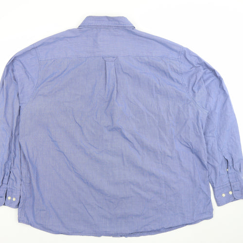 Maine New England Men's Blue 2XL Button Down Long Sleeve Cotton Blend Dress Shirt