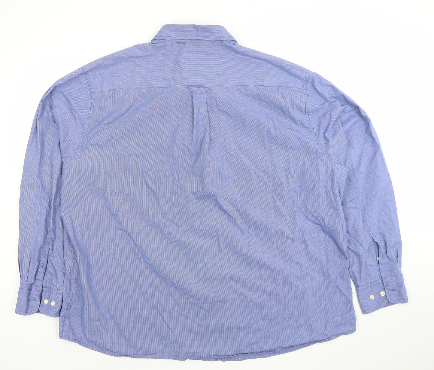 Maine New England Men's Blue 2XL Button Down Long Sleeve Cotton Blend Dress Shirt