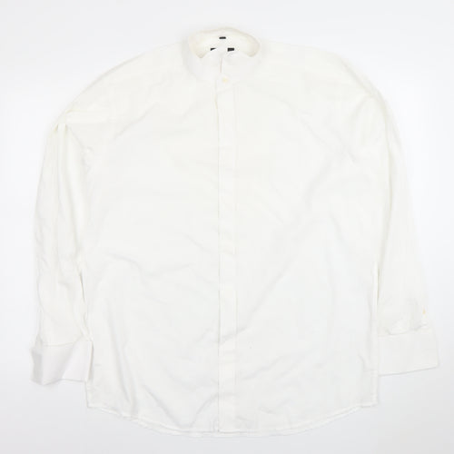 Donitz Men's White 16 Regular Fit Cotton Rich Long Sleeve Dress Shirt