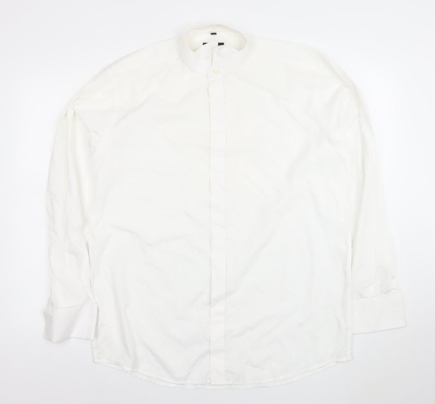 Donitz Men's White 16 Regular Fit Cotton Rich Long Sleeve Dress Shirt