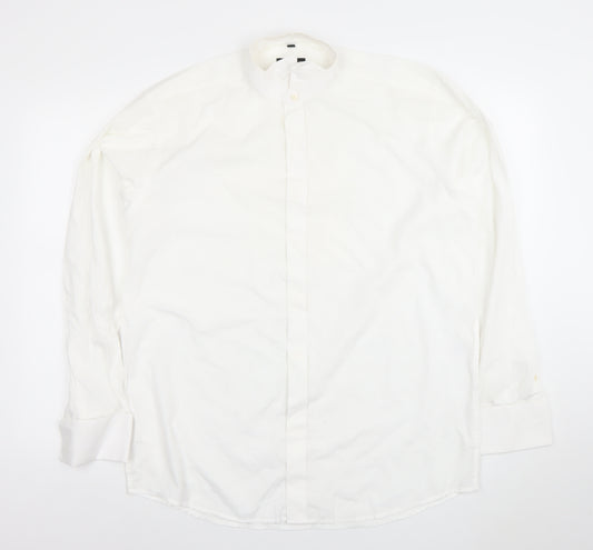 Donitz Men's White 16 Regular Fit Cotton Rich Long Sleeve Dress Shirt