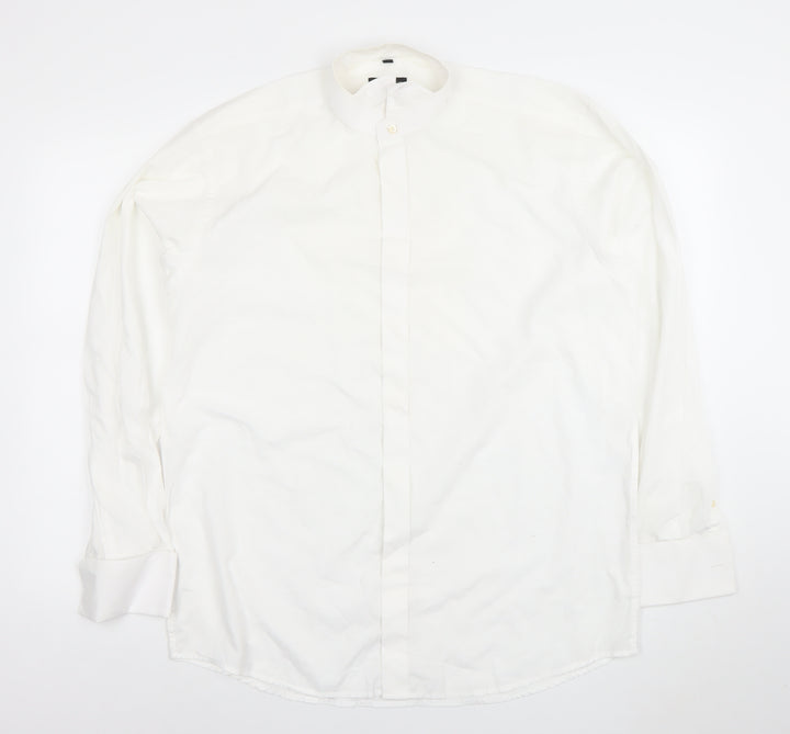 Donitz Men's White 16 Regular Fit Cotton Rich Long Sleeve Dress Shirt