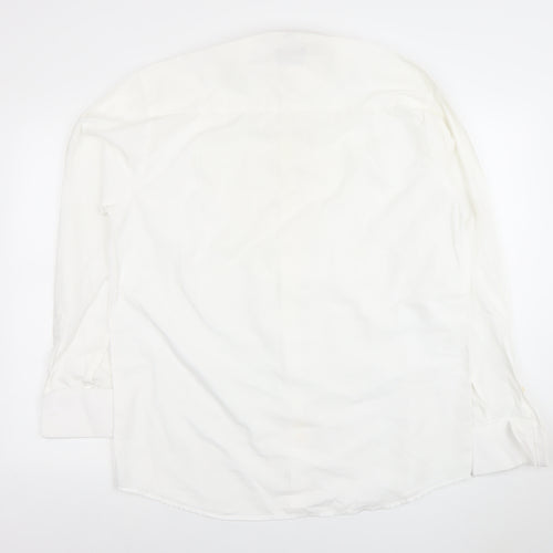 Donitz Men's White 16 Regular Fit Cotton Rich Long Sleeve Dress Shirt
