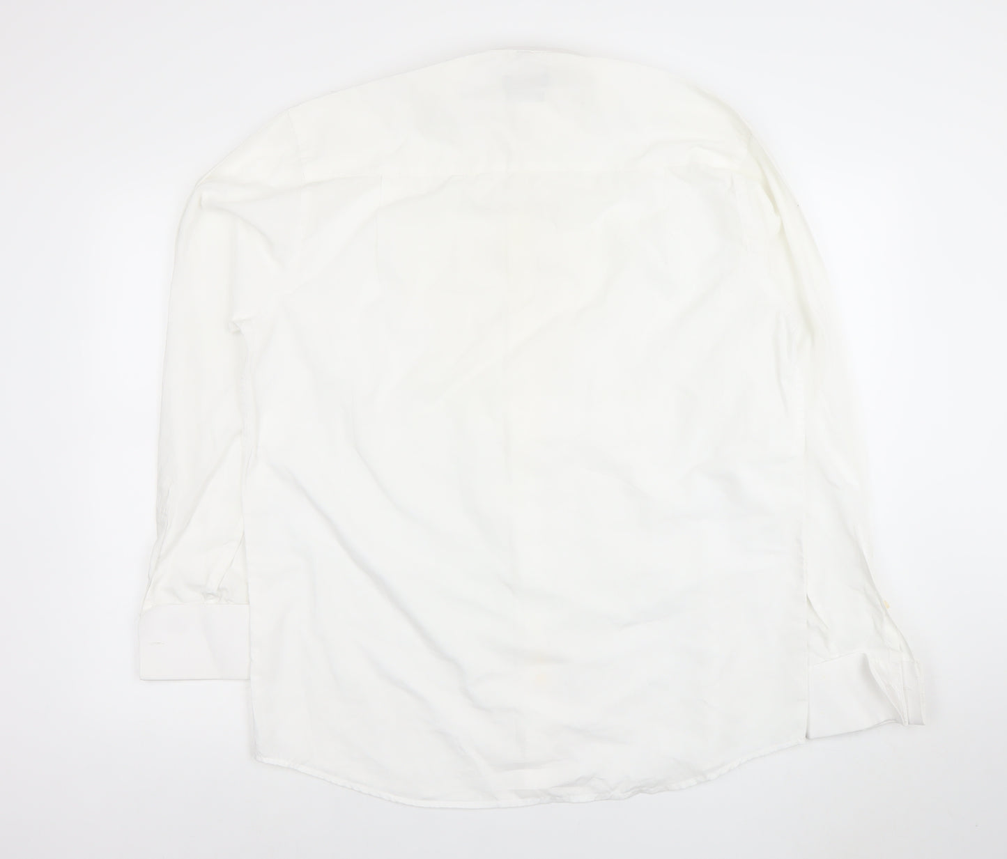 Donitz Men's White 16 Regular Fit Cotton Rich Long Sleeve Dress Shirt