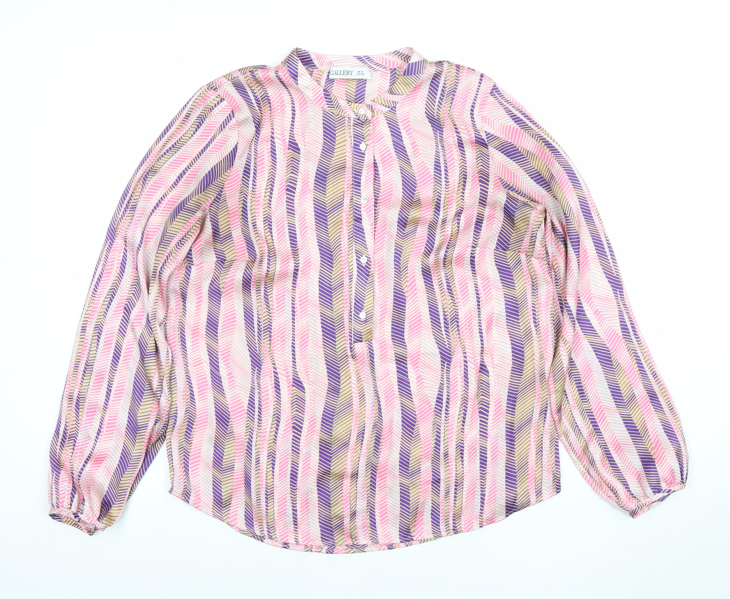 Gallery Womens Multicoloured Geometric Long Sleeve Tunic Blouse Size 10