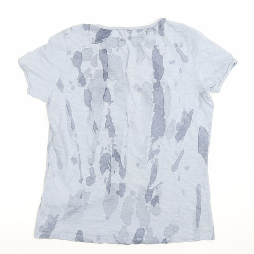 EVA KAYAN Women's Blue Butterfly V-Neck Cotton T-Shirt Size 14