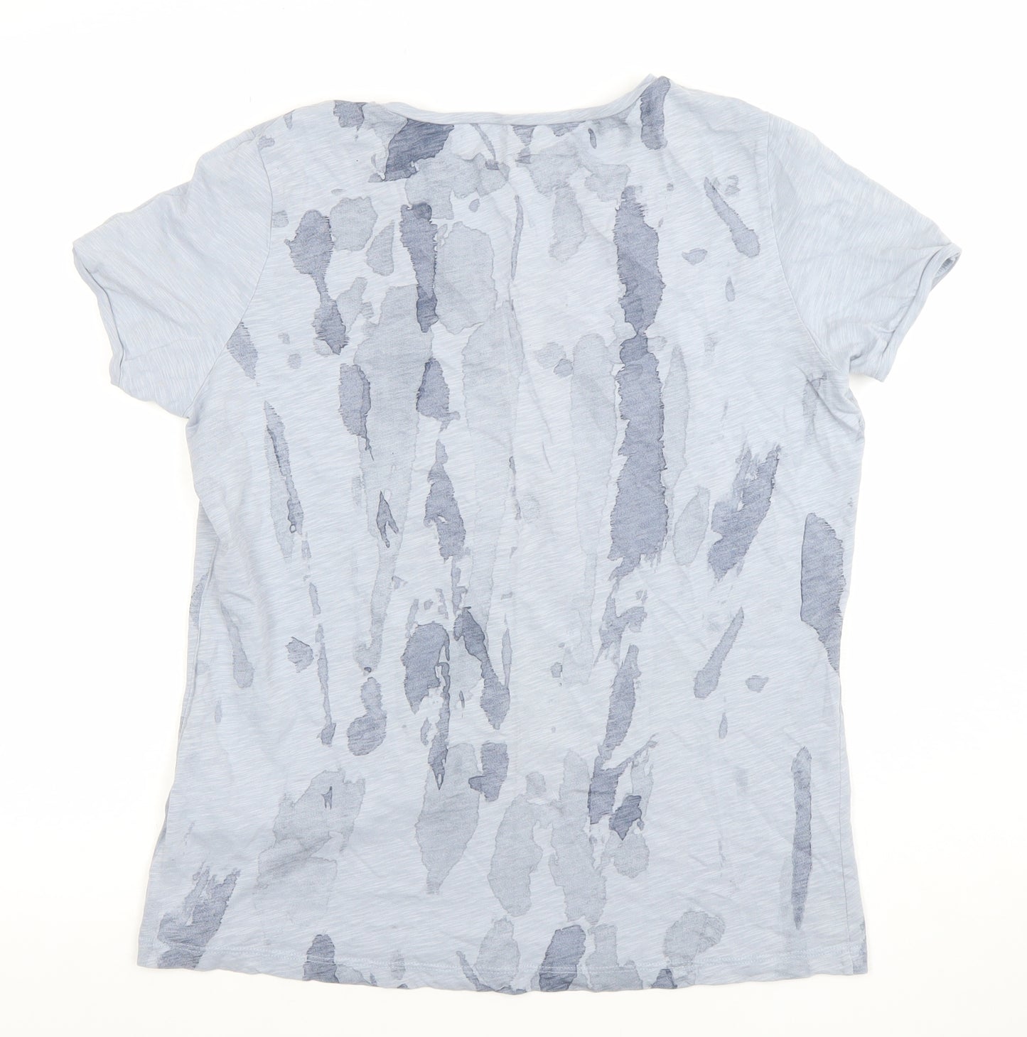 EVA KAYAN Women's Blue Butterfly V-Neck Cotton T-Shirt Size 14