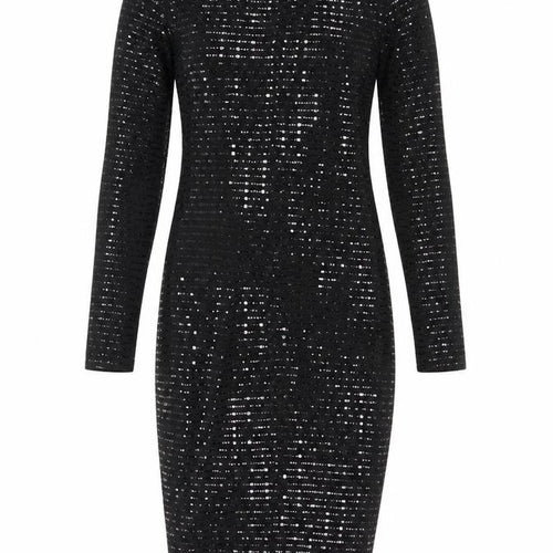 Flounce London Women’s Black Sequin Long Sleeve Bodycon Dress Size 8
