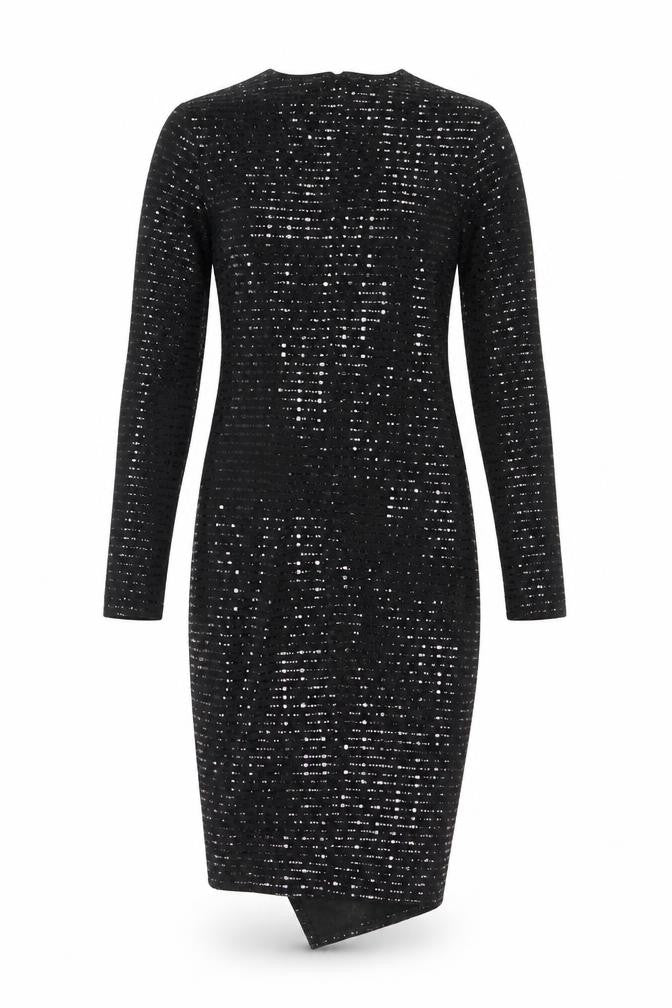 Flounce London Women’s Black Sequin Long Sleeve Bodycon Dress Size 8