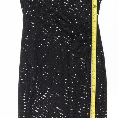 Flounce London Women’s Black Sequin Long Sleeve Bodycon Dress Size 8
