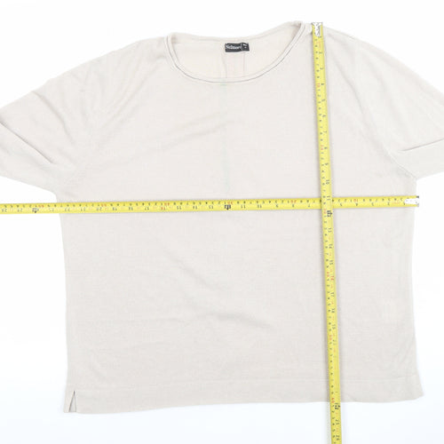 Nozomoi Women Beige Long Sleeve Knit Top with Orange Trim Size 4
