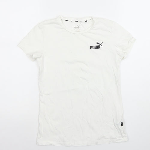 Puma Womens White XS Basic Crew Neck Short Sleeve T-Shirt