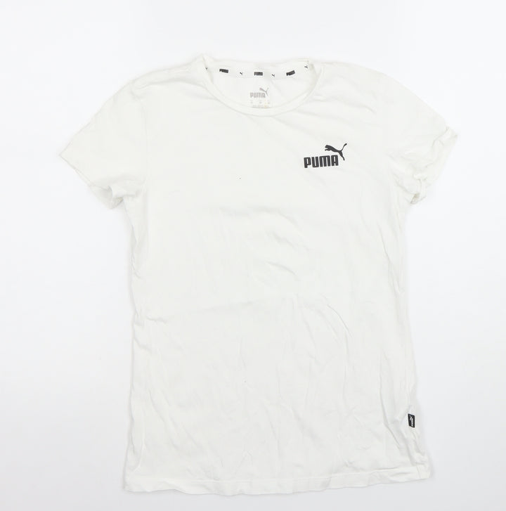 Puma Womens White XS Basic Crew Neck Short Sleeve T-Shirt
