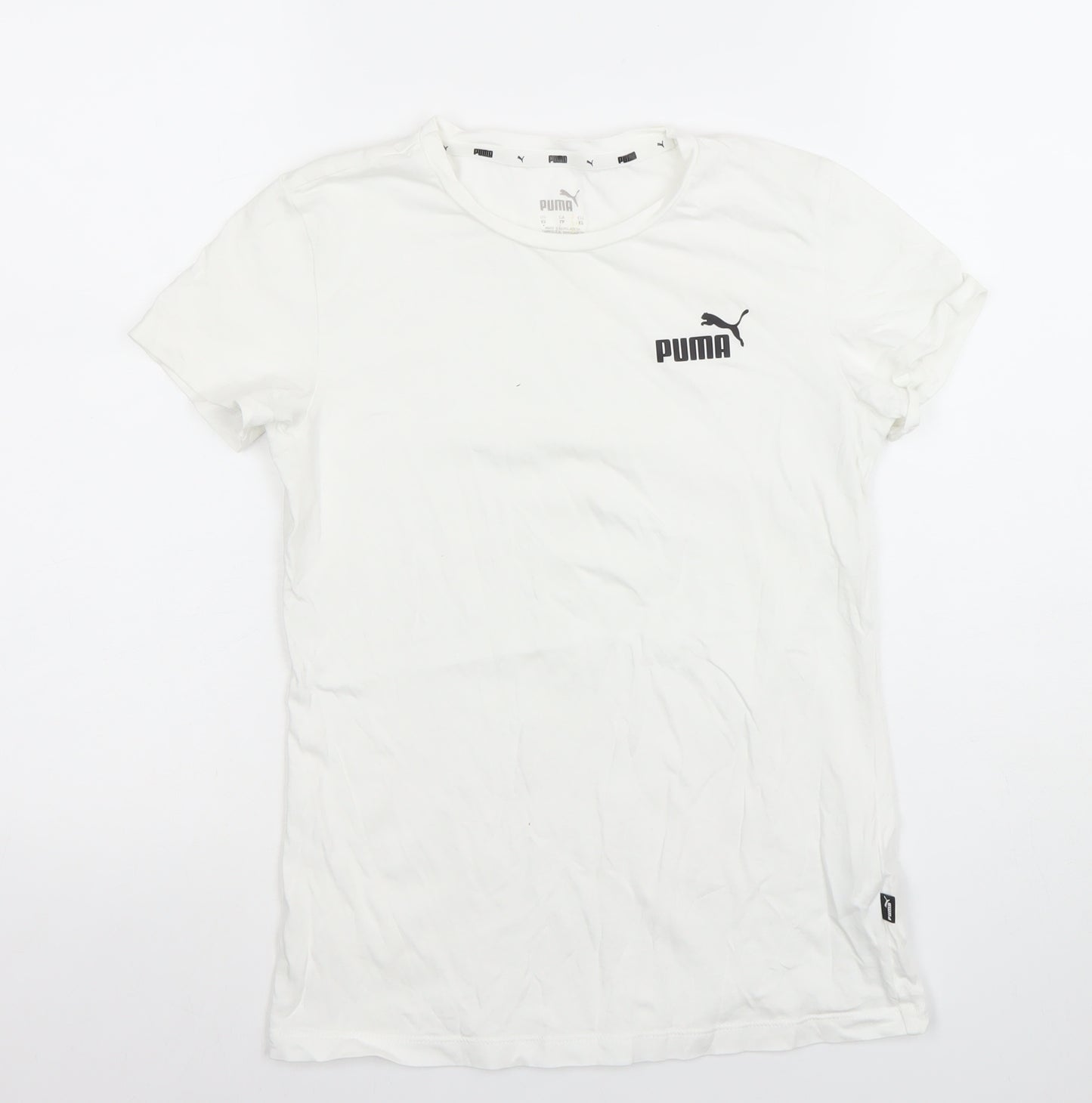 Puma Womens White XS Basic Crew Neck Short Sleeve T-Shirt