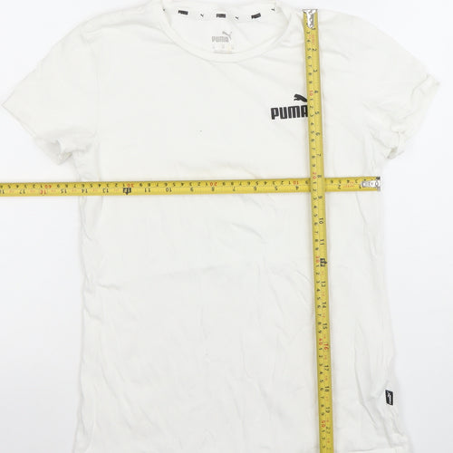 Puma Womens White XS Basic Crew Neck Short Sleeve T-Shirt