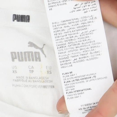 Puma Womens White XS Basic Crew Neck Short Sleeve T-Shirt