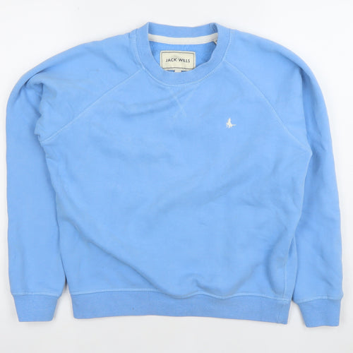 Jack Wills Women's Blue Cotton Crew Neck Pullover Sweatshirt UK 6