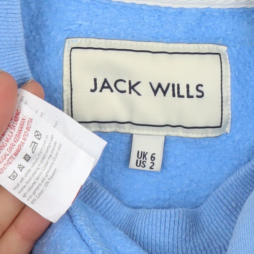 Jack Wills Women's Blue Cotton Crew Neck Pullover Sweatshirt UK 6