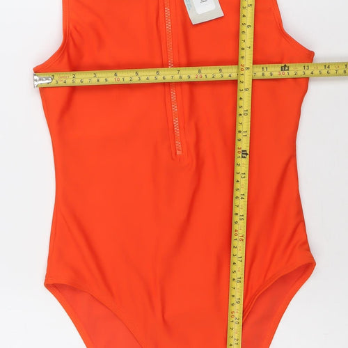 Primark Women’s Orange One-Shoulder Zip One Piece Swimsuit Size 8