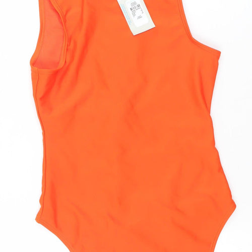 Primark Women’s Orange One-Shoulder Zip One Piece Swimsuit Size 8