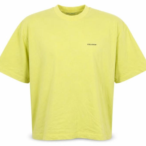 Collusion Men's Yellow Graphic Print Cotton T-Shirt Size L