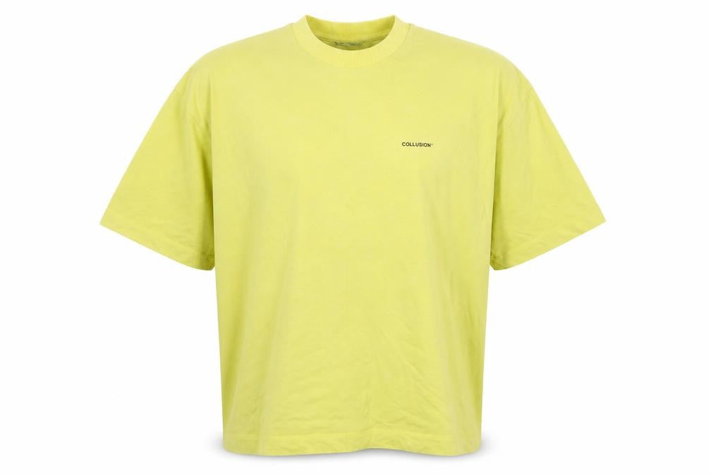 Collusion Men's Yellow Graphic Print Cotton T-Shirt Size L
