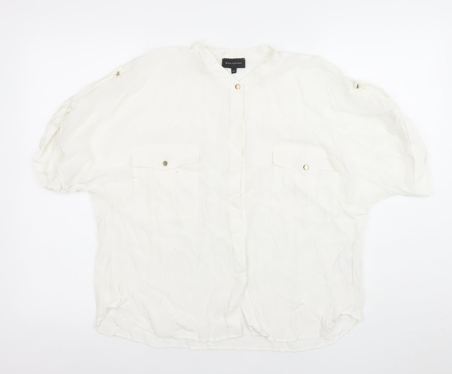 EVA KAYAN Women's White Relaxed Viscose Blouse Size 14