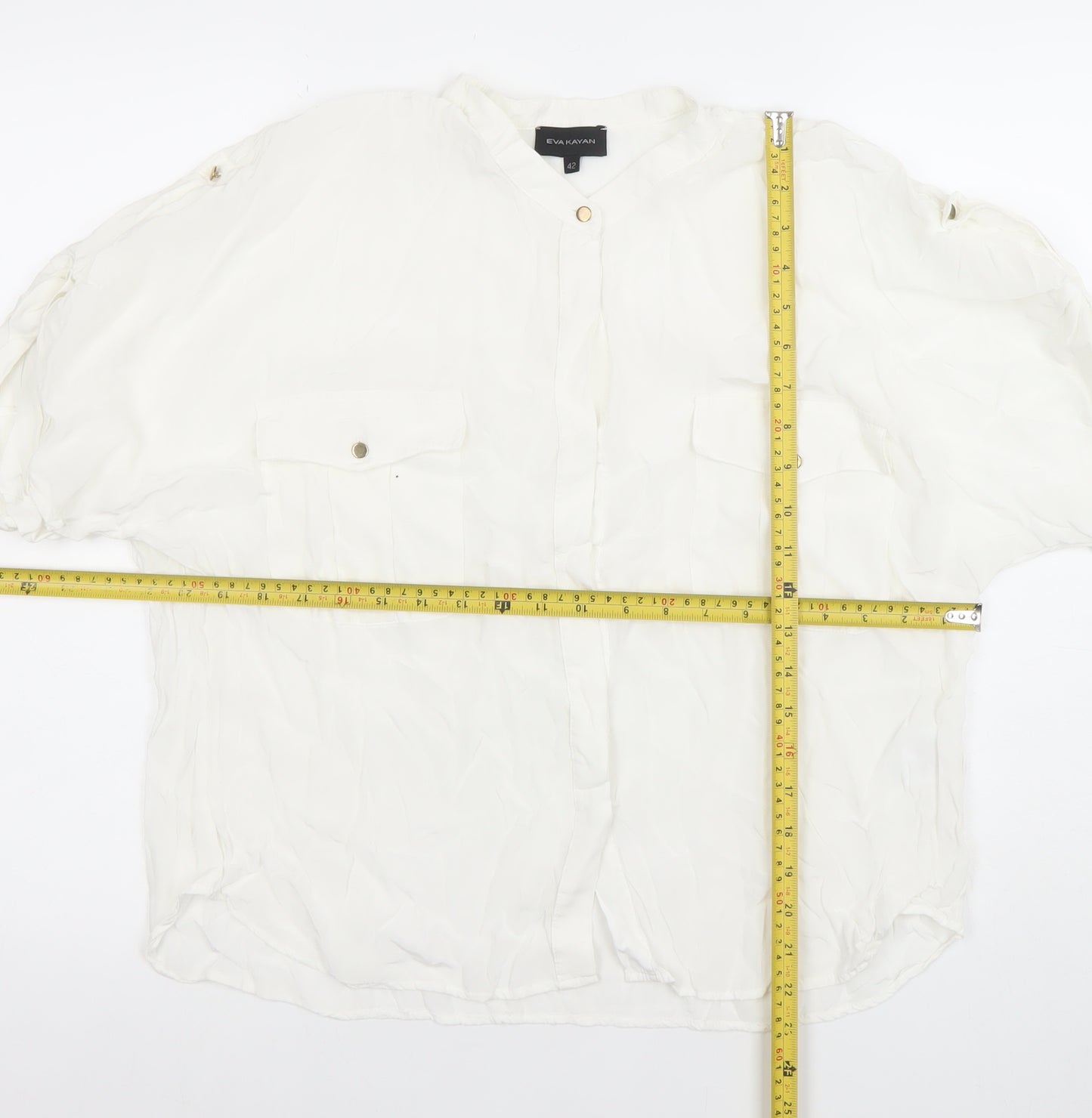 EVA KAYAN Women's White Relaxed Viscose Blouse Size 14