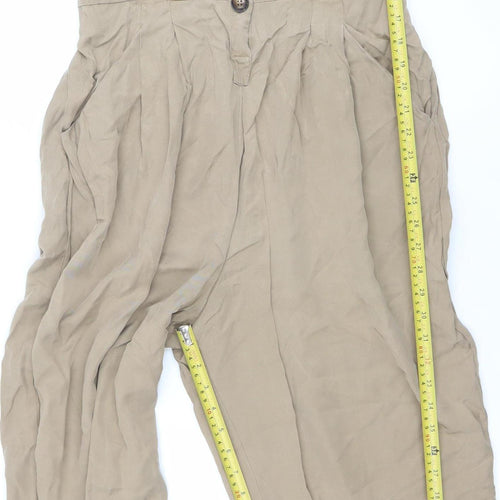 Zara Women Beige Viscose Belted Button Jumpsuit Size XL