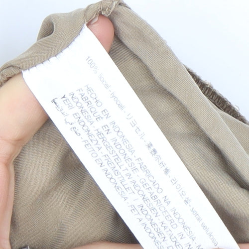 Zara Women Beige Viscose Belted Button Jumpsuit Size XL