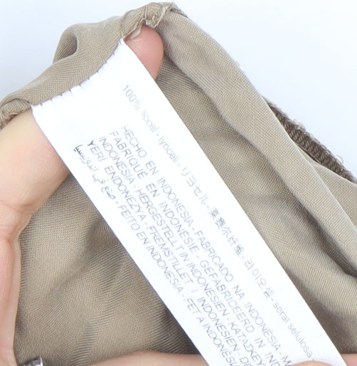 Zara Women Beige Viscose Belted Button Jumpsuit Size XL