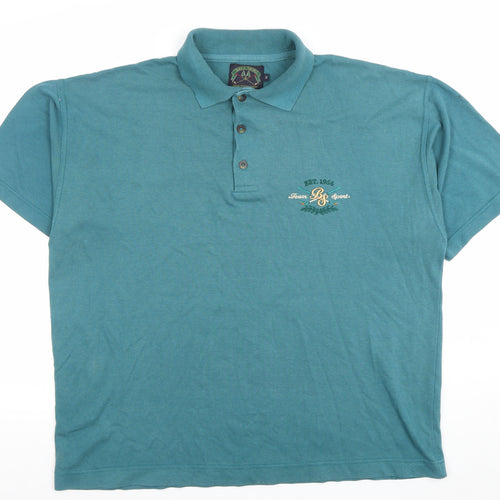 Back Swing Men’s Blue Cotton Short Sleeve Polo Shirt Size M