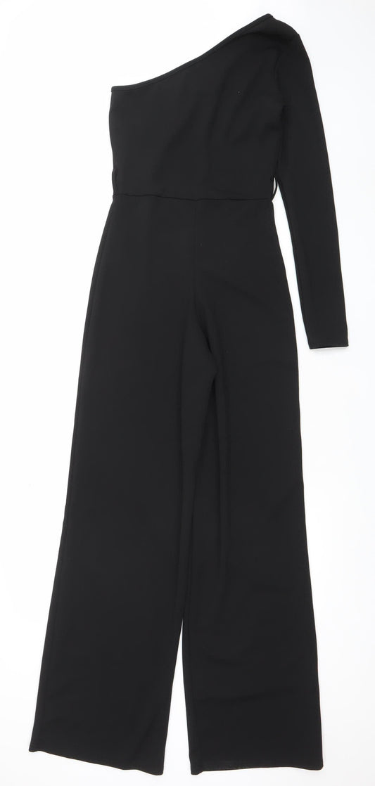 I Saw It First Women's Black One-Shoulder Long Sleeve Jumpsuit Size 8