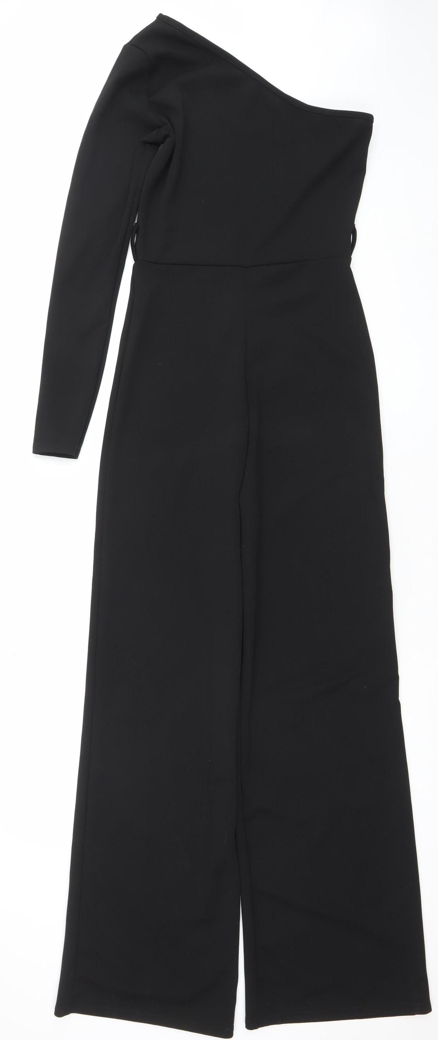 I Saw It First Women's Black One-Shoulder Long Sleeve Jumpsuit Size 8
