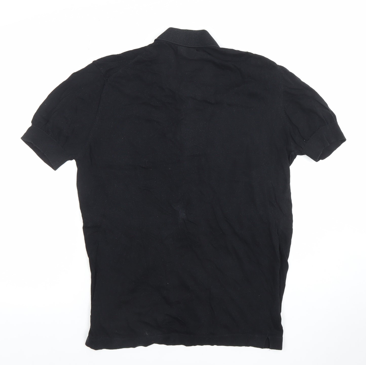 Zara Man Black Short Sleeve Polo Shirt Size L Cotton Blend