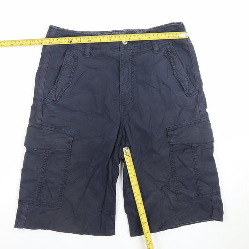 Marks and Spencer Men's Dark Navy Regular Cargo Shorts Size L