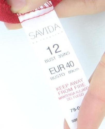 Savida Women's Red Fit & Flare Knee Length Dress Size 12