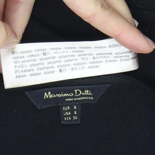 Massimo Dutti Women's Black Viscose Wrap Dress Size 8 Long Sleeve