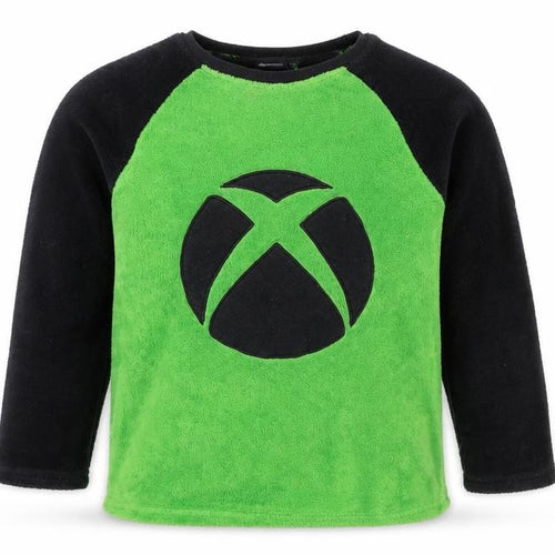 Xbox Boys Green Black Fleece Long Sleeve Pyjama Top 8-9 Years