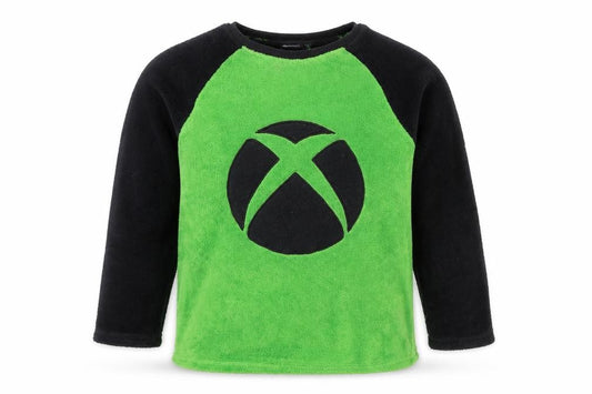 Xbox Boys Green Black Fleece Long Sleeve Pyjama Top 8-9 Years