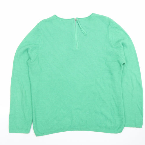 Rabe Women Green Floral Knit Cotton Blend Pullover Jumper Size 12