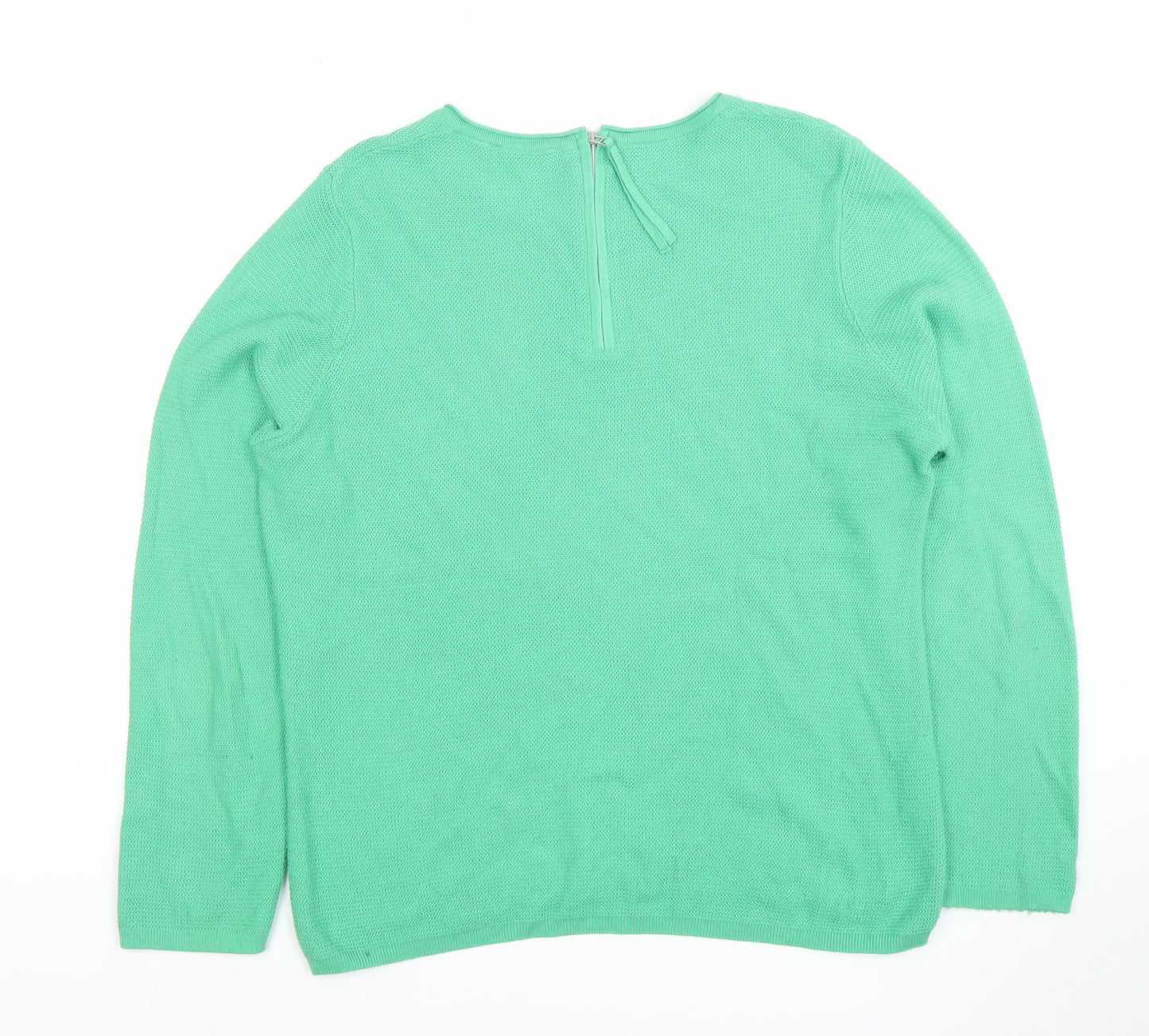 Rabe Women Green Floral Knit Cotton Blend Pullover Jumper Size 12