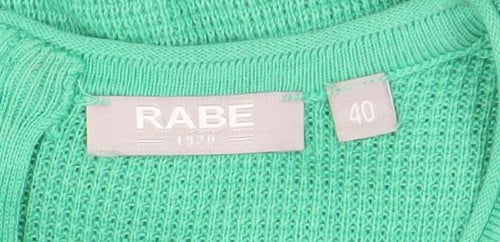Rabe Women Green Floral Knit Cotton Blend Pullover Jumper Size 12