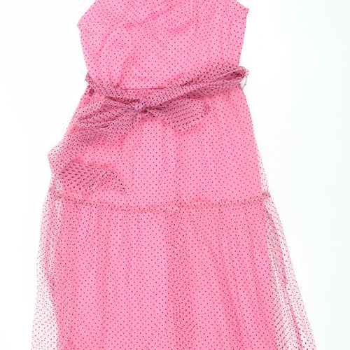 New Look Women's Pink Polka Dot Fit & Flare Midi Dress Size 14