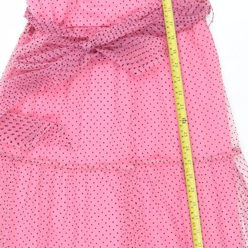 New Look Women's Pink Polka Dot Fit & Flare Midi Dress Size 14