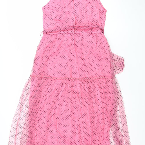 New Look Women's Pink Polka Dot Fit & Flare Midi Dress Size 14