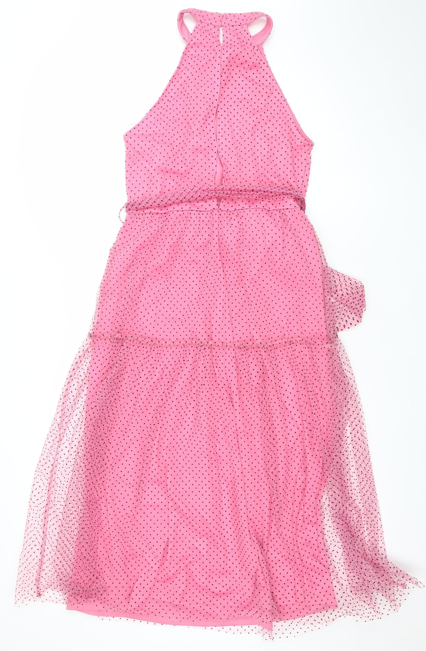 New Look Women's Pink Polka Dot Fit & Flare Midi Dress Size 14