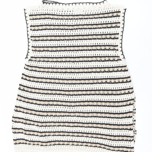 ASOS DESIGN Women’s Multicoloured L Crochet Sleeveless Striped Jumper