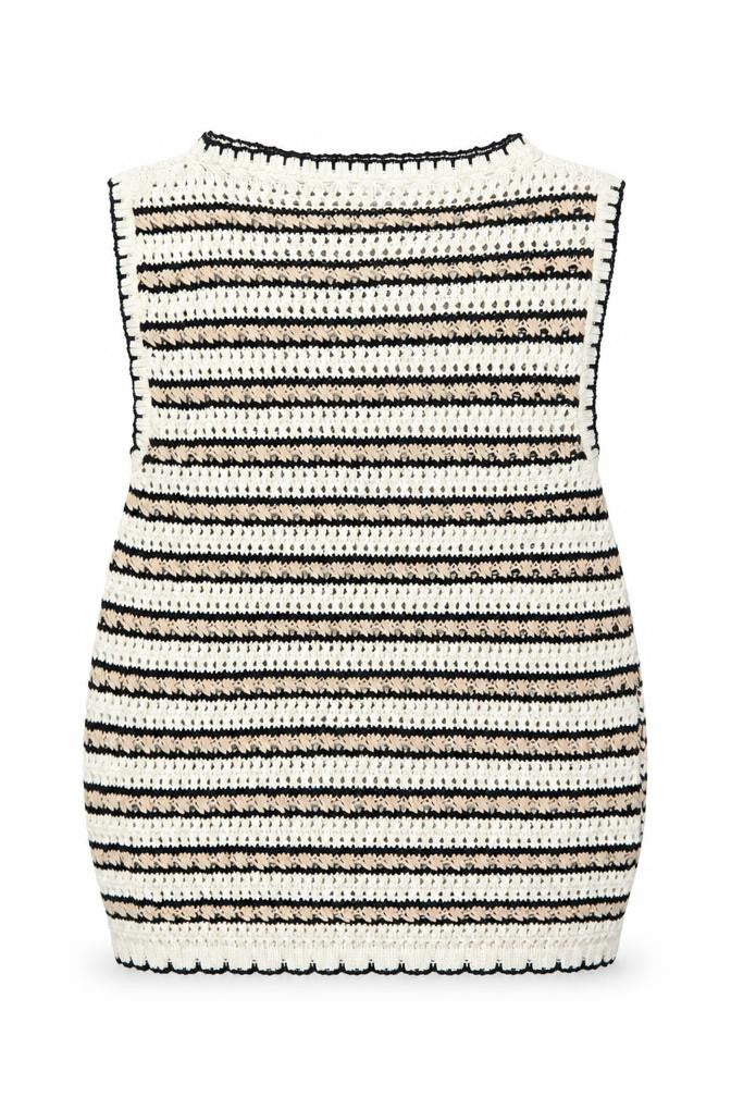 ASOS DESIGN Women’s Multicoloured L Crochet Sleeveless Striped Jumper